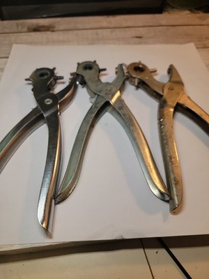Vintage Garment Tool Lot Of 3 Rotary Leather Punch & Eyelet Setting Pliers