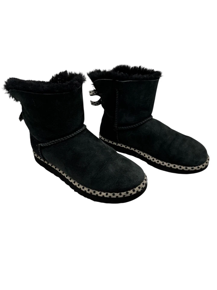 Botas Ugg Mujer 7 Negro Marfil Borde Lunares 78 Bailey Bow Clásicas Mini Exterior Foto 2 de 4