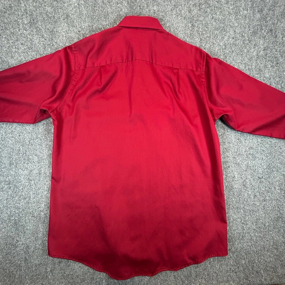 Geoffrey Beene Hombres Rojo Satén Sin Arrugas Camisa Abotonada Grande Manga Larga Foto 2 de 4