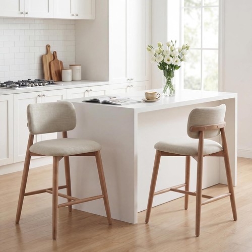 Mundo Counter Height Bar Stools Set of 2 Fabric Upholstered Counter Stools & - Picture 5 of 12