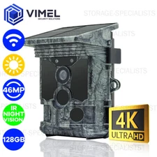 WIFI Trail Camera Solar Powered  128GB UHD 4K 46MP Mobile Phone IR Night Vision