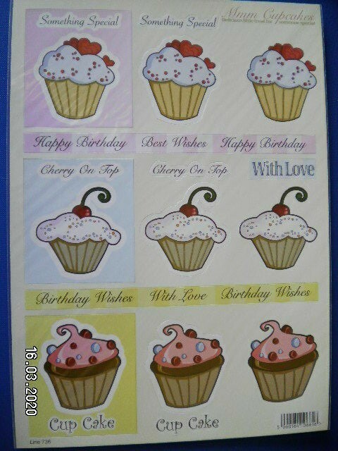Beautiful Die Cut Decoupage Toppers 'Mmm Cupcakes' No 736  (524) M