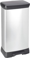 Curver Deco 50L Pedal Bin – Rectangular Silver & Black Kitchen Waste Rubbish Bin