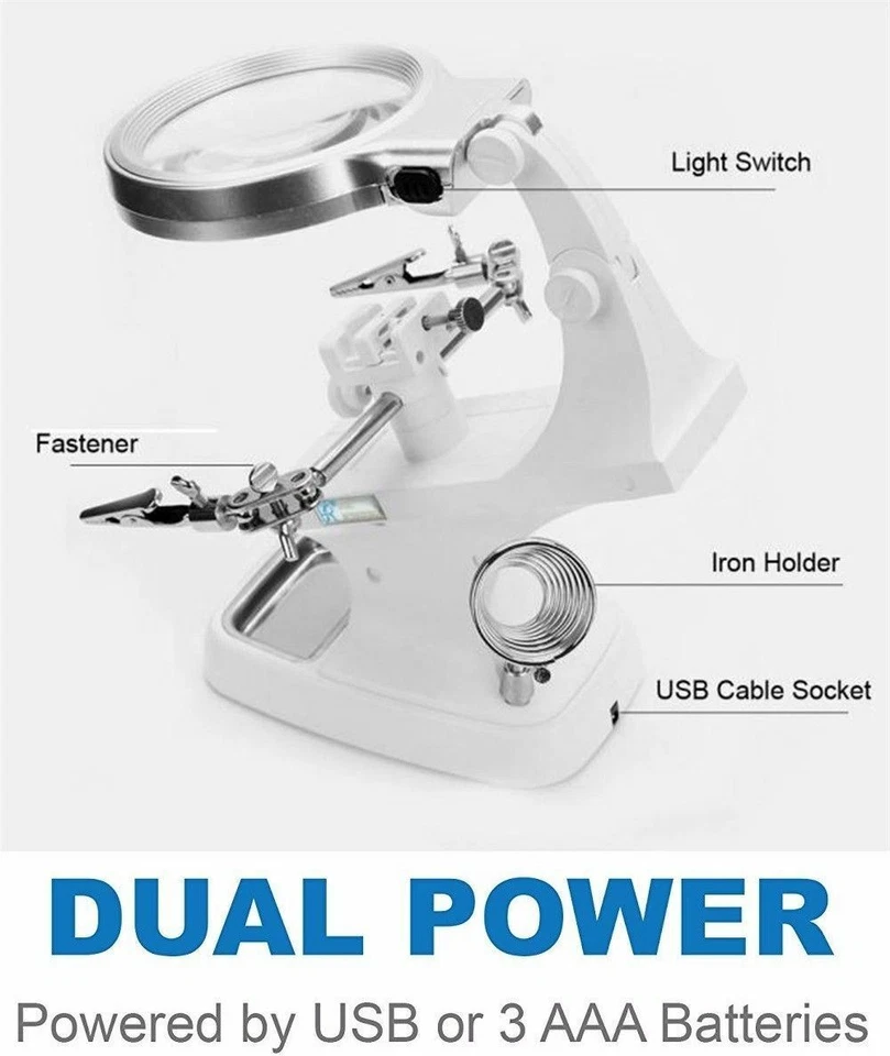 Third Hand Soldering Solder Iron Stand Holder Magnifier Helping Station Tool - Image 2 of 4