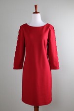 TALBOTS RSVP $158 Solid Red Ponte Stretch Cut Out Sleeve Shift Dress Size 8