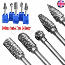 5PCS Tungsten Carbide 8mm 1/4" Rotary Point Burr Die Grinder Shank Drill Bits UK