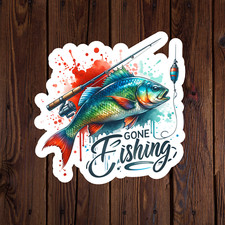 Fishing sticker vinyl decal largemouth bass gone fishing novelty laptop