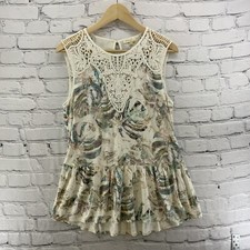 Camiseta sin mangas Y2K Baby Doll Meadow Rue para mujer talla M Crochet Yugo Boho Festival Natural