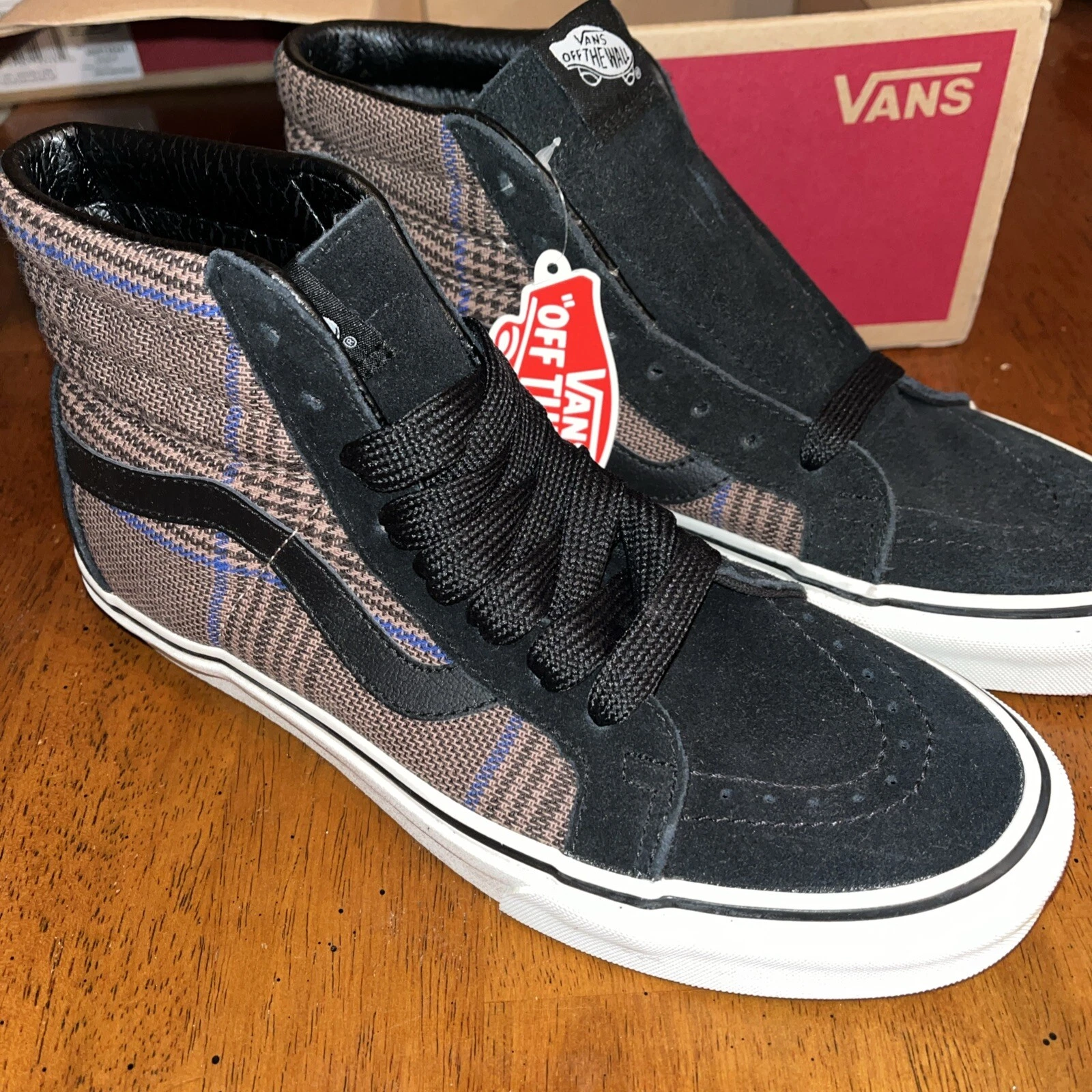 Vans Uomo 7.5 Sk8 hi Ristampa Stampa Plaid Nuovo