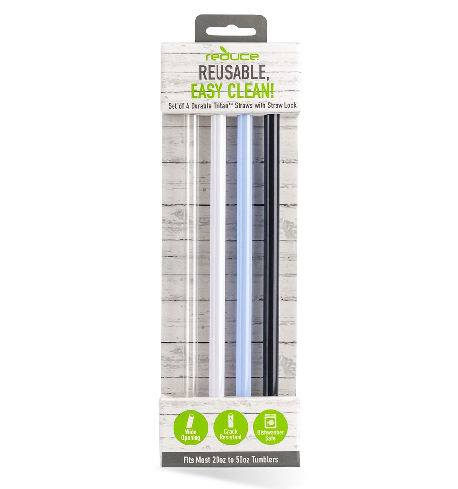 reduce COLD-1 Tritan Straws, 4ct- Fits most 20oz-40oz Tumblers (Blues)