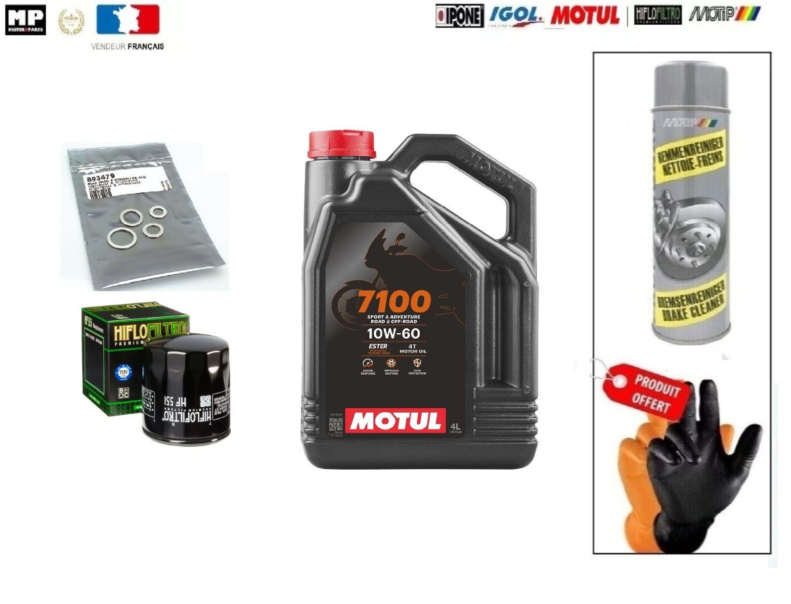 Kit vidange avec filtre haute performance pour Moto Guzzi Norge 850