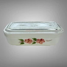 Vintage Fire King Peach Blossom Gay Fad Refrigerator Dish & Lid