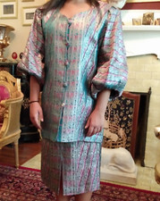 New 1 Of A Kind Silk Sari Suit Teal Hot Pink Gold Metallic Sz M My Design Studio