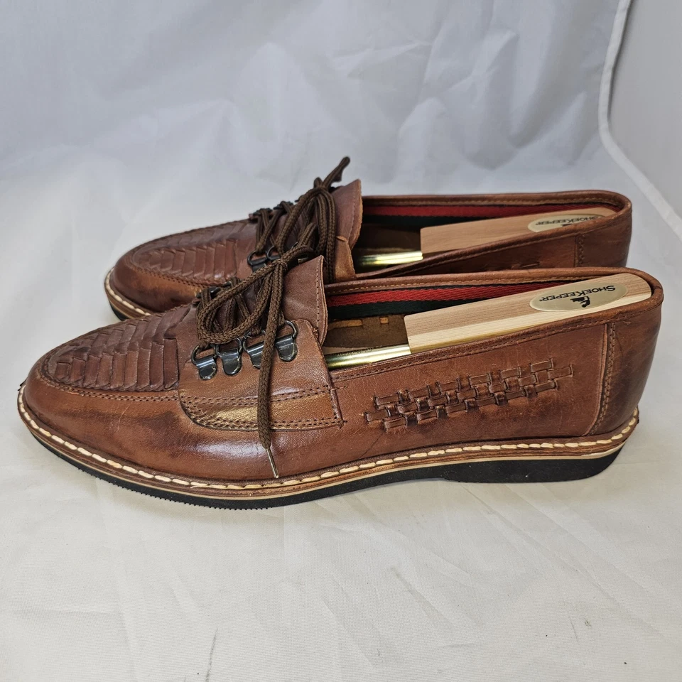 Mocasín de Colección Chaac México Tejido de Cuero Con Cordones Sin Usar Hombres Mexicanos 305 12M NUEVO Foto 3 de 4