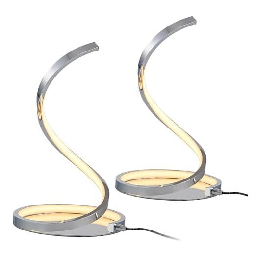 Table Lamp Set of 2 - Modern Spiral Bedside Lamps, 12W Stepless 2-PCS dimmable-image