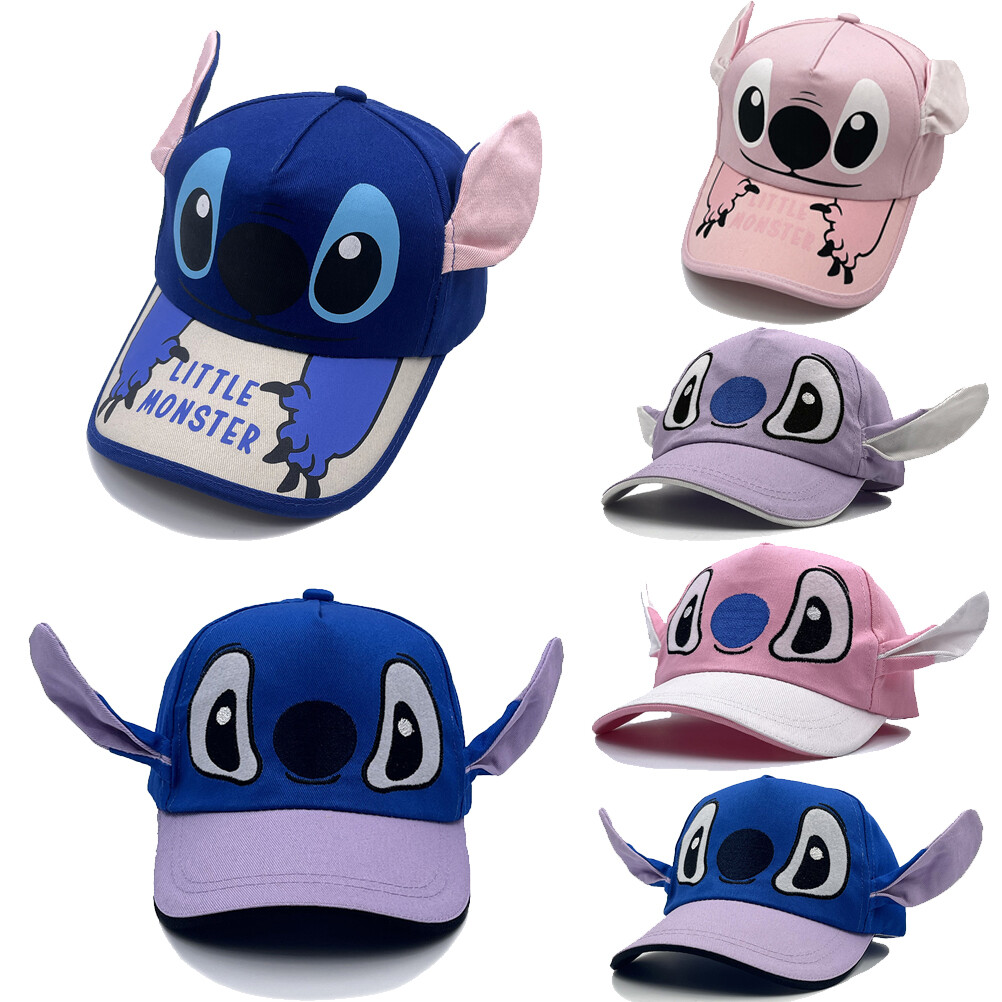 Kids Cartoon Stitch Ear Baseball Cap Boys Girls Sun Hat Adjustable Outdoor  Gift