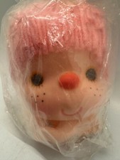 Vintage Fibre Craft Doll Head and Hands Set Pink Acrylic Yarn Hair NOS NEW
