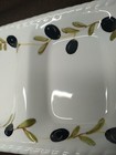 Capriware Divided Relish Dish 3 Part  White with hand painted Black OlivesClear — photo 2