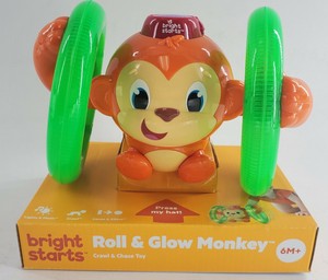 bright starts roll & glow monkey toy