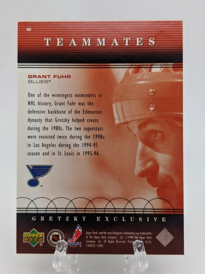 💥 Wayne Gretzky & Grant Fuhr 1999-00 Upper Deck Exclusives #72 Teammates Blues Foto 2 de 2