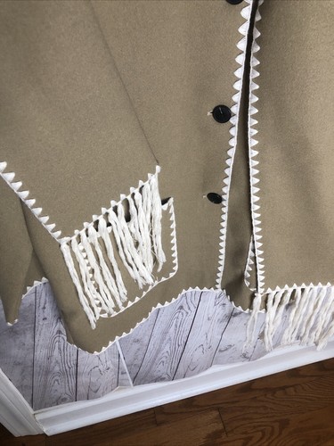Commense Chaqueta Para Mujer Con Borde en Contraste Bolsillos De Gran Tamaño Beige Bufanda Talla M Nueva - Imagen 9 de 10