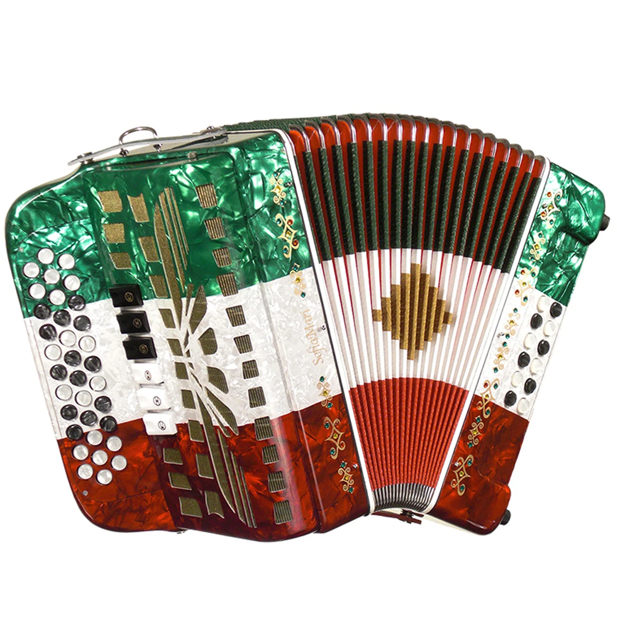 Sofiamari Two Tone Button Accordion Red White Green Pearl GCF