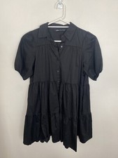 Zara Womens Boohoo Peasant Mini Dress Size Us XS Au M Black