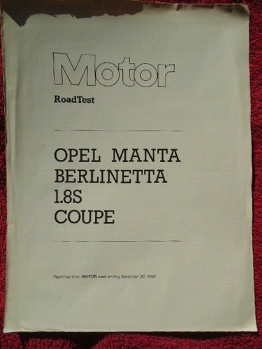 Opel Manta Berlinetta 1.8S Coupe Motor Road Test 20. November 1982 8046F