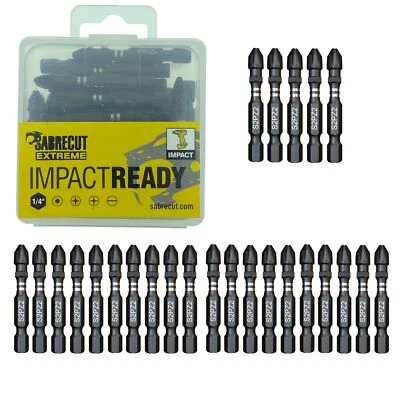 25x 50mm SabreCut PZ2 Impact Drill Driver Screwdriver Bits Set POZI PROFESSIONAL