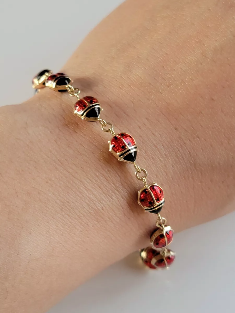 Jacmel Designer 14k Yellow Gold Women s Ladybug Bracelet JCM eBay
