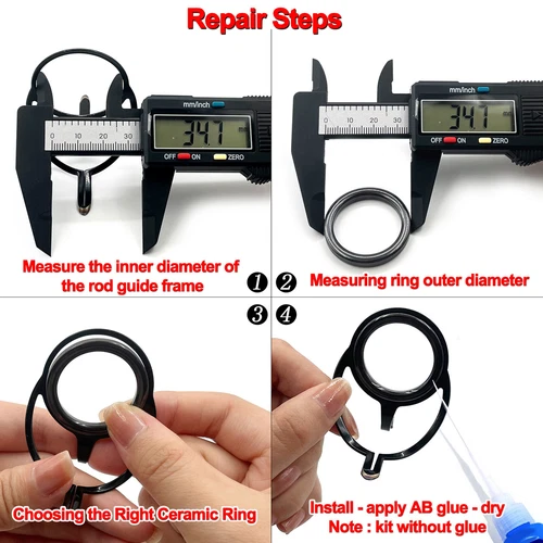 26Pcs Angelruten Reparaturset Ring Keramik O-Ringe Rutenauge Führungsring Rute - Bild 8 von 9