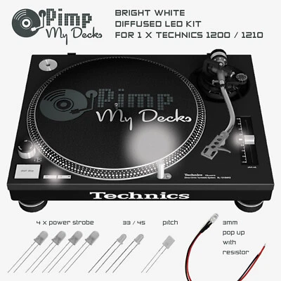 PIMP MY DECKS TECHNICS SL 1200 1210 BRIGHT WHITE DIFFUSED LED KIT (FOR 1 TURNTABLE)