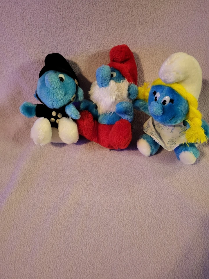 De Colección Wallace Berrie 1981-1983 Lote de 3 Pitufos 6" Sentados y 13" Peluche Papá Pitufo Foto 4 de 4