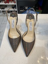 Jimmy Choo Erin Metallic Leather Slingback Heels - New - Size 39