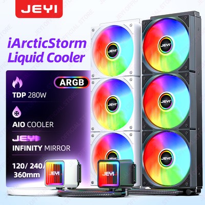JEYI Liquid Cooler 120/240/360mm, ARGB CPU AIO Water Cooler, Support Intel & AMD