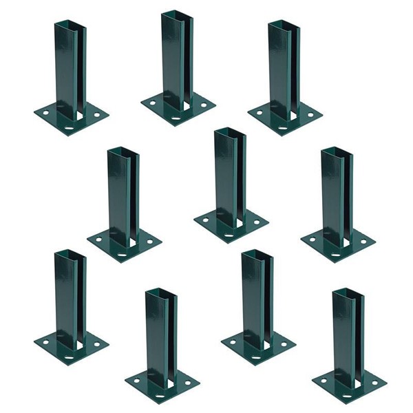 PfostenträGer AufschraubhüLse 10Er Set 40X60 Mm Doppelstabmatten Zaun GrüN-image