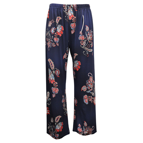 LADIES FLORAL PRINT PALAZZO TROUSERS FLARED PLAZZO WOMENS SUMMER WIDE LEG PANTS - Picture 2 of 13