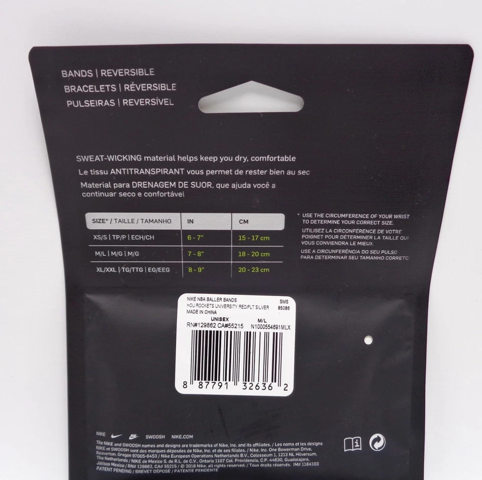 Nike NBA Houston Rockets Reversible Baller Bands Adult Unisex M/L - Image 2 of 3