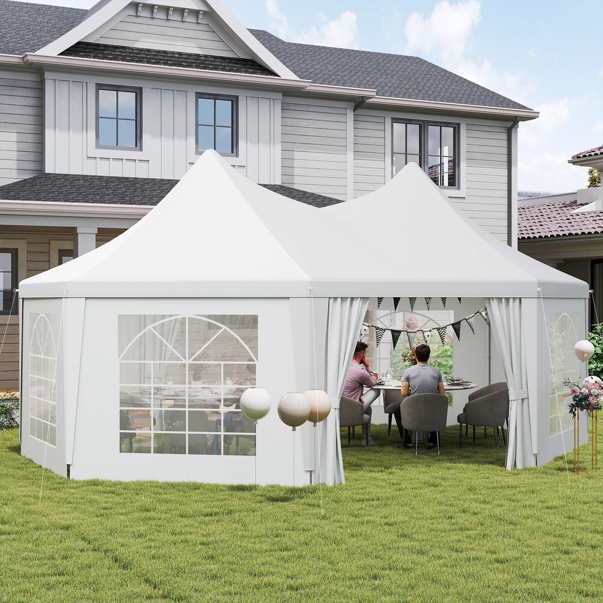 Octagonal Party Tent Gazebo Heavy Duty Wedding Marquee - Main Image
