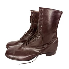 Antique Cordovan Leather Lace Up Victorian Boots Womens Rare - BG