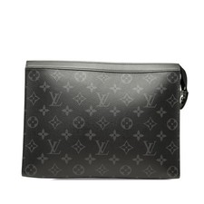Louis Vuitton Monogram Eclipse Pochette Voyage MM Pre-Loved Clutch Bag Black