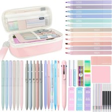 54Pcs Aesthetic School Supplies Set with Large Pastel Pencil Case 12 Dual Tip...