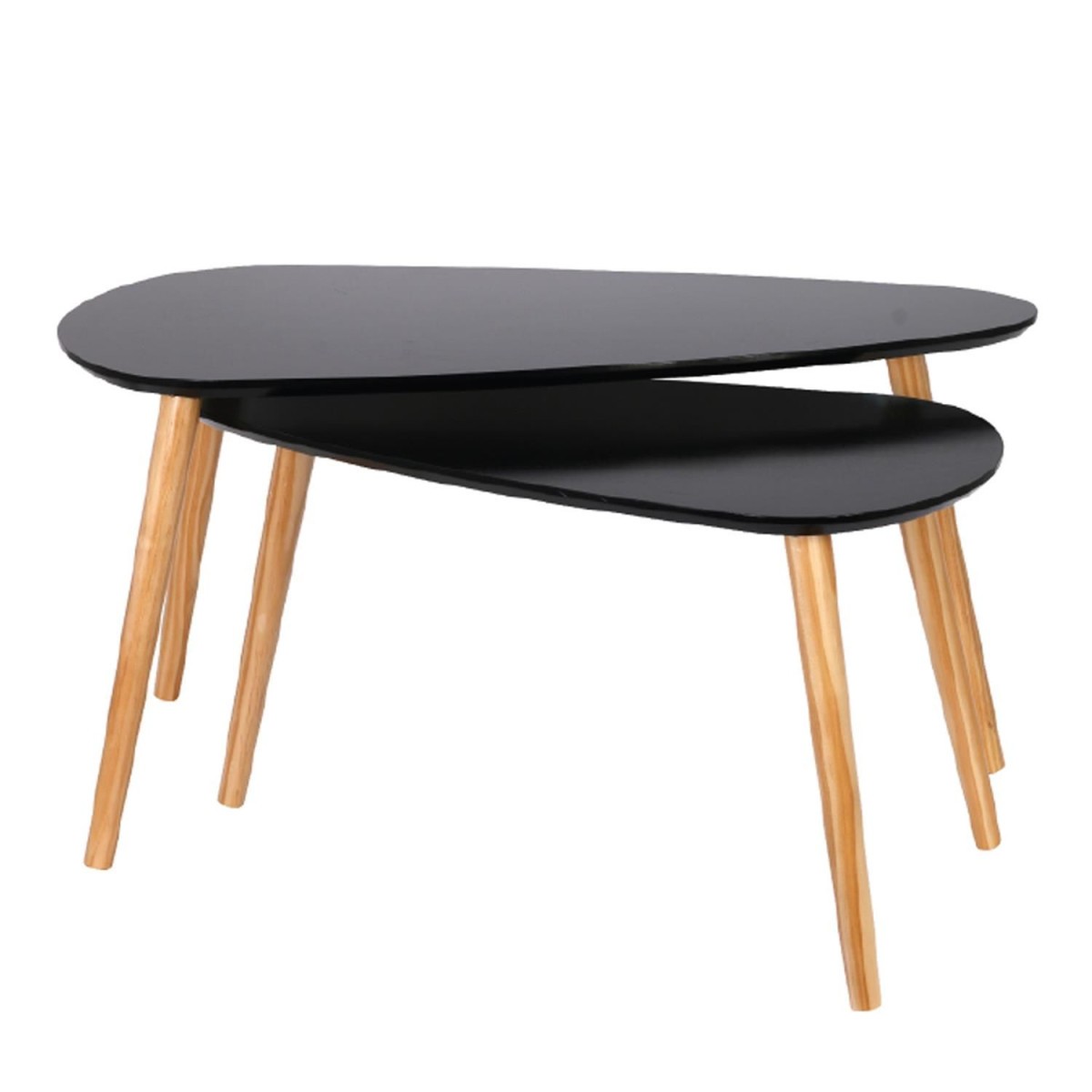 Table gigogne galet 80cm noir pour optimiser petit salon