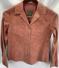 Brandon Thomas Women’s Medium Pink 100% Suede Leather Lightweight Shirt