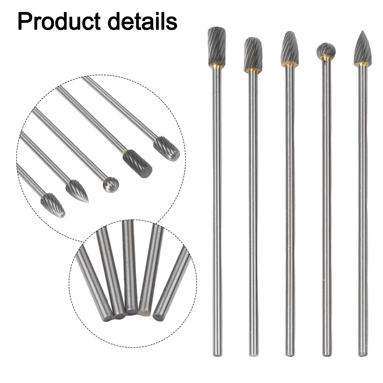 5pcs Carbide Rotary Burrs Efficient for Model Engineering and Wood Carving