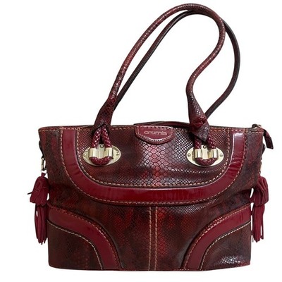 Cromia Italy Burgundy Snakeskin Leather Shoulder Bag Tassel Satchel'' HAS PEELING