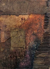 Original Collage Art on Wood Panel - One of a Kind - 9" x 12" - Paper/Fabrics