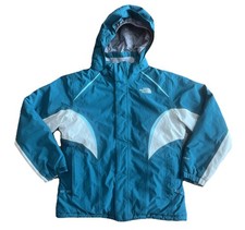 North Face Jacket Girls Large 14/16 Teal HyVent Hooded Waterproof Outdoor Coat