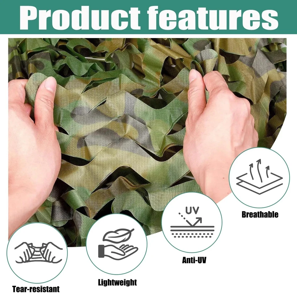 Camouflage Netting Bulk Roll Hunting Camping Shade Net Car Cover Party Decor - Image 2 of 4