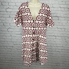 Waverly Grey Anthropologie White Red Eyelet Buttoned A Line Lined Dress USA L